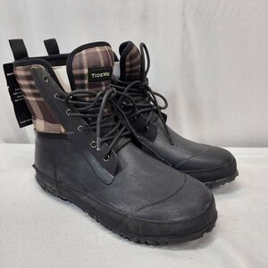 Tidewe Women's Neoprene Lace Up Rubber Plaid Hunting Rain Boots Sz 9 Waterproof
